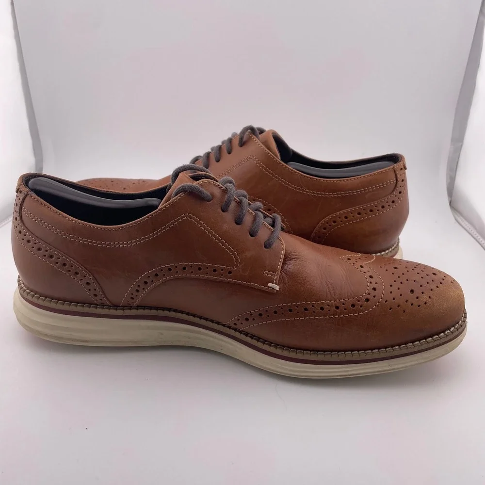 Cole Haan Original Grand‎ Wingtip Oxford Shoes Brown Leather Lace Up Size 10.5M